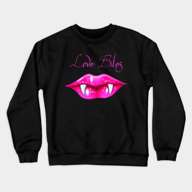 Pastel Goth Love Bites Vampire Lips Valentine Crewneck Sweatshirt by Wanderer Bat